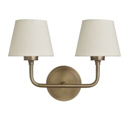Industville Albany Double Wall Light - Natural Cotton Shades in Metallic Gold - Size: Small - thumbnail 1