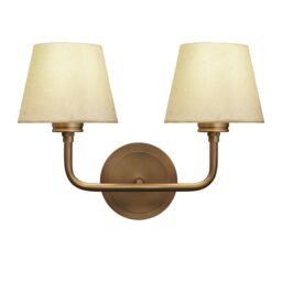 Industville Albany Double Wall Light - Natural Cotton Shades in Metallic Gold - Size: Small - thumbnail 2