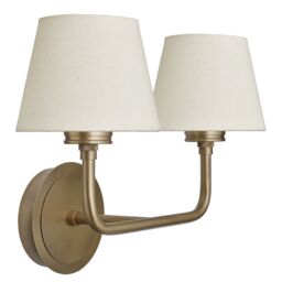 Industville Albany Double Wall Light - Natural Cotton Shades in Metallic Gold - Size: Small - thumbnail 3