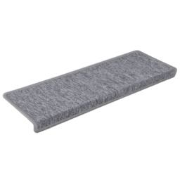 Berkfield Home Carpet Stair Treads 15 pcs 65x21x4 cm White & Grey - Size: Medium - thumbnail 3