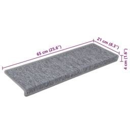 Berkfield Home Carpet Stair Treads 15 pcs 65x21x4 cm White & Grey - Size: Medium - thumbnail 9