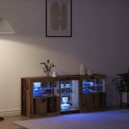 Berkfield Home Sideboard with LED Lights Old Wood 162x37x67 cm Engineered Wood in Brown - Size: 162 x 37 x 67 cm - thumbnail 5