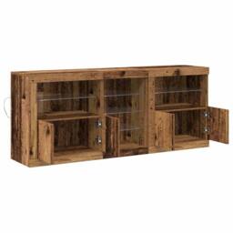 Berkfield Home Sideboard with LED Lights Old Wood 162x37x67 cm Engineered Wood in Brown - Size: 162 x 37 x 67 cm - thumbnail 7