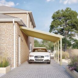 Rutland County Garden Furniture Ltd Felt Shingle Roof Car Port 4 Post, Wood - L350 x W722 cm - Light Green - thumbnail 2