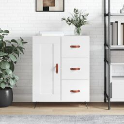 Berkfield Home Sideboard High Gloss White 69.5x34x90 cm Engineered Wood - thumbnail 1