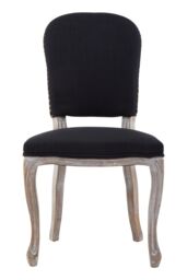 Orsina White Winged Dining Chair With Silver Studs, Vintage-Style Cabriole Legged Accent Seat, Cream Upholstery Chair in Black - thumbnail 4