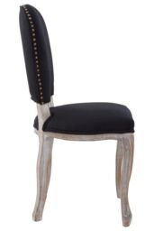 Orsina White Winged Dining Chair With Silver Studs, Vintage-Style Cabriole Legged Accent Seat, Cream Upholstery Chair in Black - thumbnail 3