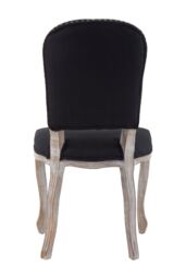 Orsina White Winged Dining Chair With Silver Studs, Vintage-Style Cabriole Legged Accent Seat, Cream Upholstery Chair in Black - thumbnail 2