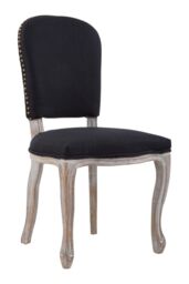 Orsina White Winged Dining Chair With Silver Studs, Vintage-Style Cabriole Legged Accent Seat, Cream Upholstery Chair in Black - thumbnail 7