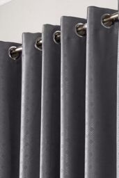Alan Symonds Diamond Blackout Eyelet Curtains Thermal Lined Ready Made Curtains in Charcoal - Size: 168 cm width x 183 cm drop - thumbnail 2