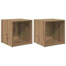Berkfield Home TV Cabinet 2 pcs Brown 37 x 35 x 37 cm Engineered wood - thumbnail 1