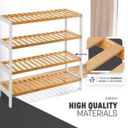 Keplin 4-Tier Bamboo Shoe Rack - Wooden Shoe Organiser with Large Capacity in Natural White - thumbnail 4