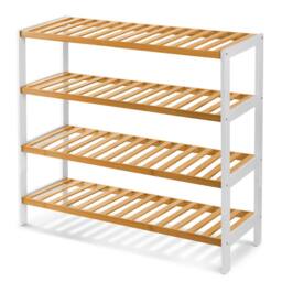 Keplin 4-Tier Bamboo Shoe Rack - Wooden Shoe Organiser with Large Capacity in Natural White - thumbnail 1