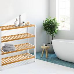 Keplin 4-Tier Bamboo Shoe Rack - Wooden Shoe Organiser with Large Capacity in Natural White - thumbnail 6