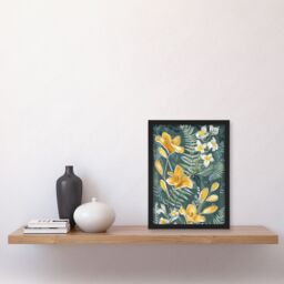 "Artery8 Spring Freesia Yellow Flowers Botanical Painting Framed Art Print - Size: W12"" x H16""" - thumbnail 4