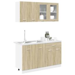 Berkfield Home 4 Piece Kitchen Cabinet Set Lyon Sonoma Oak Engineered Wood in Brown - thumbnail 3