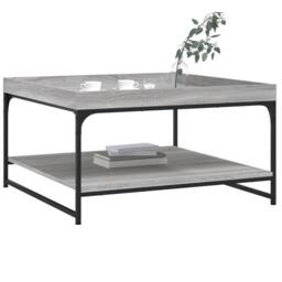 Berkfield Home Coffee Table Grey Sonoma 80x80x45 cm Engineered Wood & Iron - Size: 80 x 80 x 45 cm - thumbnail 3