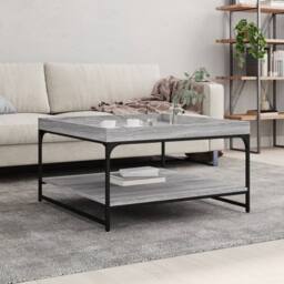 Berkfield Home Coffee Table Grey Sonoma 80x80x45 cm Engineered Wood & Iron - Size: 80 x 80 x 45 cm - thumbnail 2
