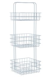 Orsina Modern Design 3 Tier Black Storage Caddy With Handles, Wire Shower Caddy, Organiser Shelf For Laundry in Silver - thumbnail 2