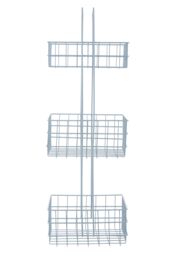 Orsina Modern Design 3 Tier Black Storage Caddy With Handles, Wire Shower Caddy, Organiser Shelf For Laundry in Silver - thumbnail 3