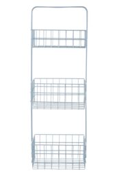 Orsina Modern Design 3 Tier Black Storage Caddy With Handles, Wire Shower Caddy, Organiser Shelf For Laundry in Silver - thumbnail 1