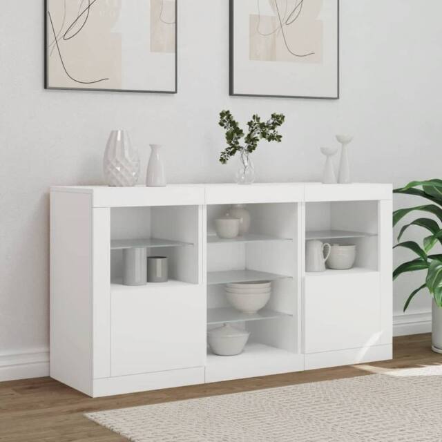 Berkfield Home Sideboard with LED Lights White 123x37x67 cm - Size: 123 x 37 x 67 cm - image 1