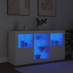 Berkfield Home Sideboard with LED Lights White 123x37x67 cm - Size: 123 x 37 x 67 cm - thumbnail 4