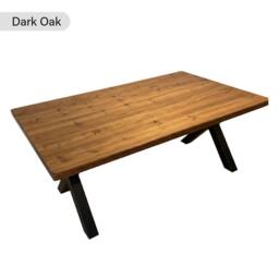 TRL Handmade Furniture Sleek & Slender Reclaimed Dining Table - Dark Oak in Brown - Size: 120 cm x 80 cm - thumbnail 3