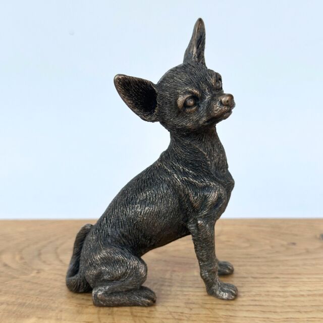 Animal Crackers Chihuahua Dog Miniature Collectable Figurine In Solid Cold Cast Bronze, Gift Boxed in Bronze - image 1