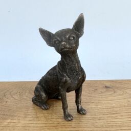 Animal Crackers Chihuahua Dog Miniature Collectable Figurine In Solid Cold Cast Bronze, Gift Boxed in Bronze - thumbnail 3