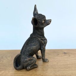 Animal Crackers Chihuahua Dog Miniature Collectable Figurine In Solid Cold Cast Bronze, Gift Boxed in Bronze - thumbnail 7