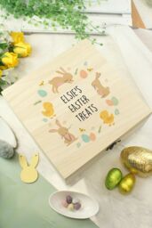 Personalised Memento Company Personalised Easter Bunny Wooden Treat Box in Light Brown - thumbnail 4
