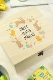 Personalised Memento Company Personalised Easter Bunny Wooden Treat Box in Light Brown - thumbnail 3