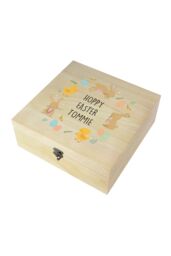 Personalised Memento Company Personalised Easter Bunny Wooden Treat Box in Light Brown - thumbnail 1