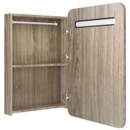 Berkfield Home LED Bathroom Mirror Cabinet Oak 60x11x80 cm in Brown - Size: 60 x 11 x 80 cm - thumbnail 5