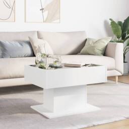 Berkfield Home Coffee Table with LED White 70x50x45 cm Engineered Wood - Size: 70 x 50 x 45 cm - thumbnail 4