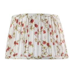 Happy Homewares Traditional Red & Green Floral Cotton Fabric Pleated Lamp Shade in White - Size: 12 inches - thumbnail 5
