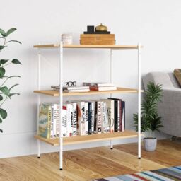 Berkfield Home 3-Tier Shelving Unit White & Oak 80x40x92 cm - Size: 80 x 40 x 92 cm