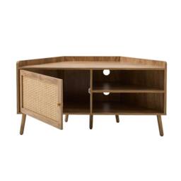 CALICOSY PALMO Corner TV Unit With 1 Door & Rattan Front, 120Cm Wide in Light Brown - thumbnail 8