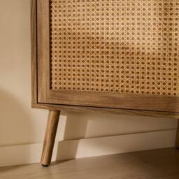 CALICOSY PALMO Corner TV Unit With 1 Door & Rattan Front, 120Cm Wide in Light Brown - thumbnail 5