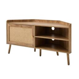 CALICOSY PALMO Corner TV Unit With 1 Door & Rattan Front, 120Cm Wide in Light Brown - thumbnail 7