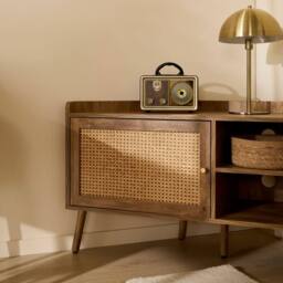 CALICOSY PALMO Corner TV Unit With 1 Door & Rattan Front, 120Cm Wide in Light Brown - thumbnail 4