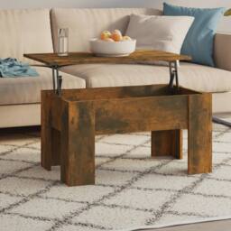 Berkfield Home Modern Coffee Table Smoked Oak 79x49x41 cm Engineered Wood in Brown - Size: 79 x 49 x 41 cm - thumbnail 7