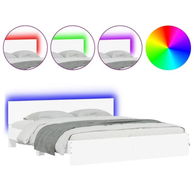 Berkfield Home Bed Frame with LED without Mattress White 180x200 cm Super King - image 1