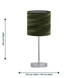 First Choice Lighting Chrome Stick Table Lamp with Green Crushed Velvet Shade in Silver - thumbnail 6