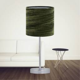 First Choice Lighting Chrome Stick Table Lamp with Green Crushed Velvet Shade in Silver - thumbnail 5