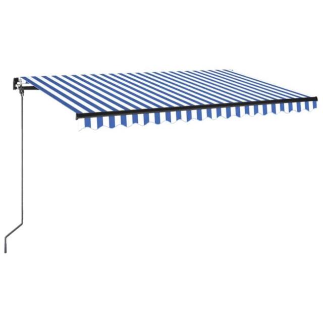 Berkfield Home Manual Retractable Awning with LED 400x350 cm Blue & White - image 1