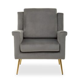 Orsina Mink Velvet Armchair For Livingroom, Modern Sturdy chair, Velvet Upholstered Accent Chair For Reading Book in Grey - thumbnail 6
