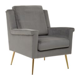 Orsina Mink Velvet Armchair For Livingroom, Modern Sturdy chair, Velvet Upholstered Accent Chair For Reading Book in Grey - thumbnail 2