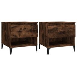 Berkfield Home Side Tables 2 pcs Smoked Oak 50x46x50 cm Engineered Wood in Brown - Size: 50 x 46 x 50 cm - thumbnail 2